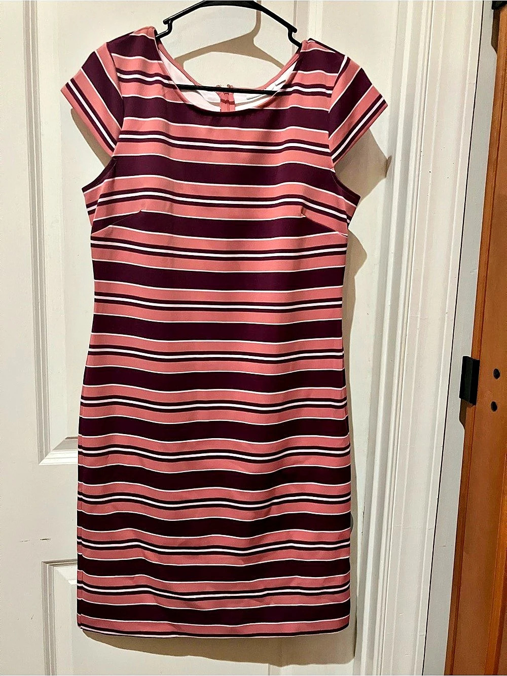 New York & Company Striped Mini Dress in Purple & Pink Size Medium